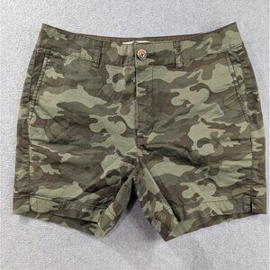 Old Navy Shorts Womens Size 4 Green Camo Chino Flat Front Slash Pockets